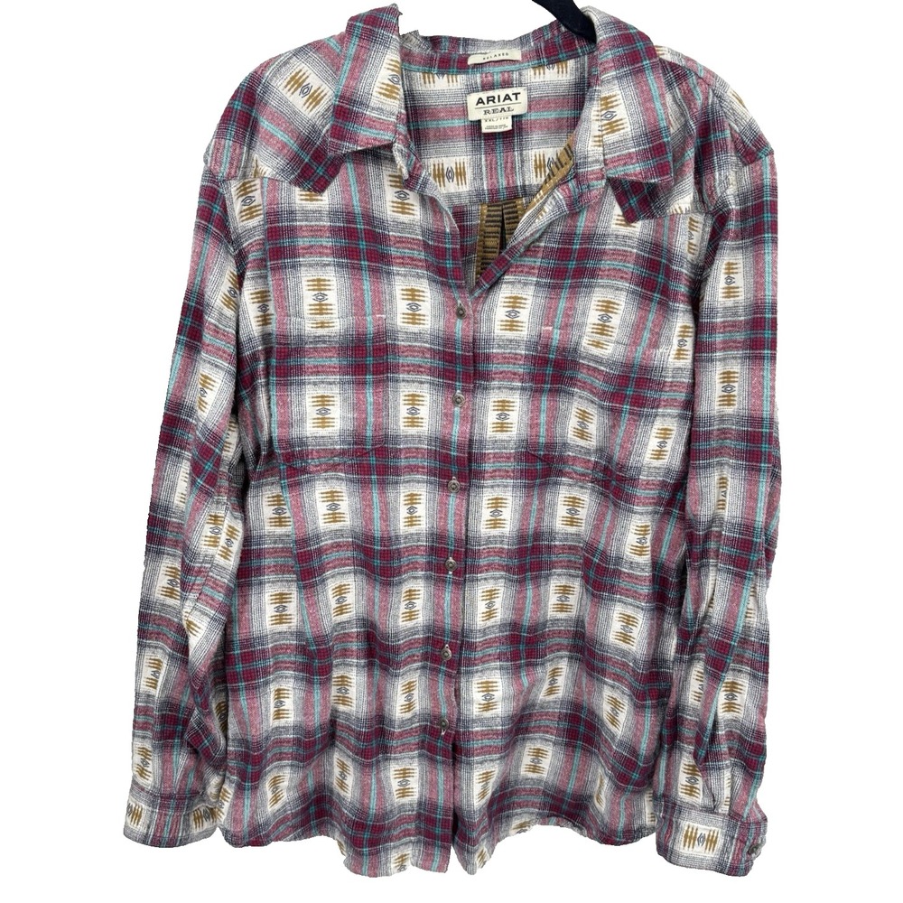 Ariat Real Shirt Billie Jean Womens Western Long Sleeve‎ Button Flannel Cotton